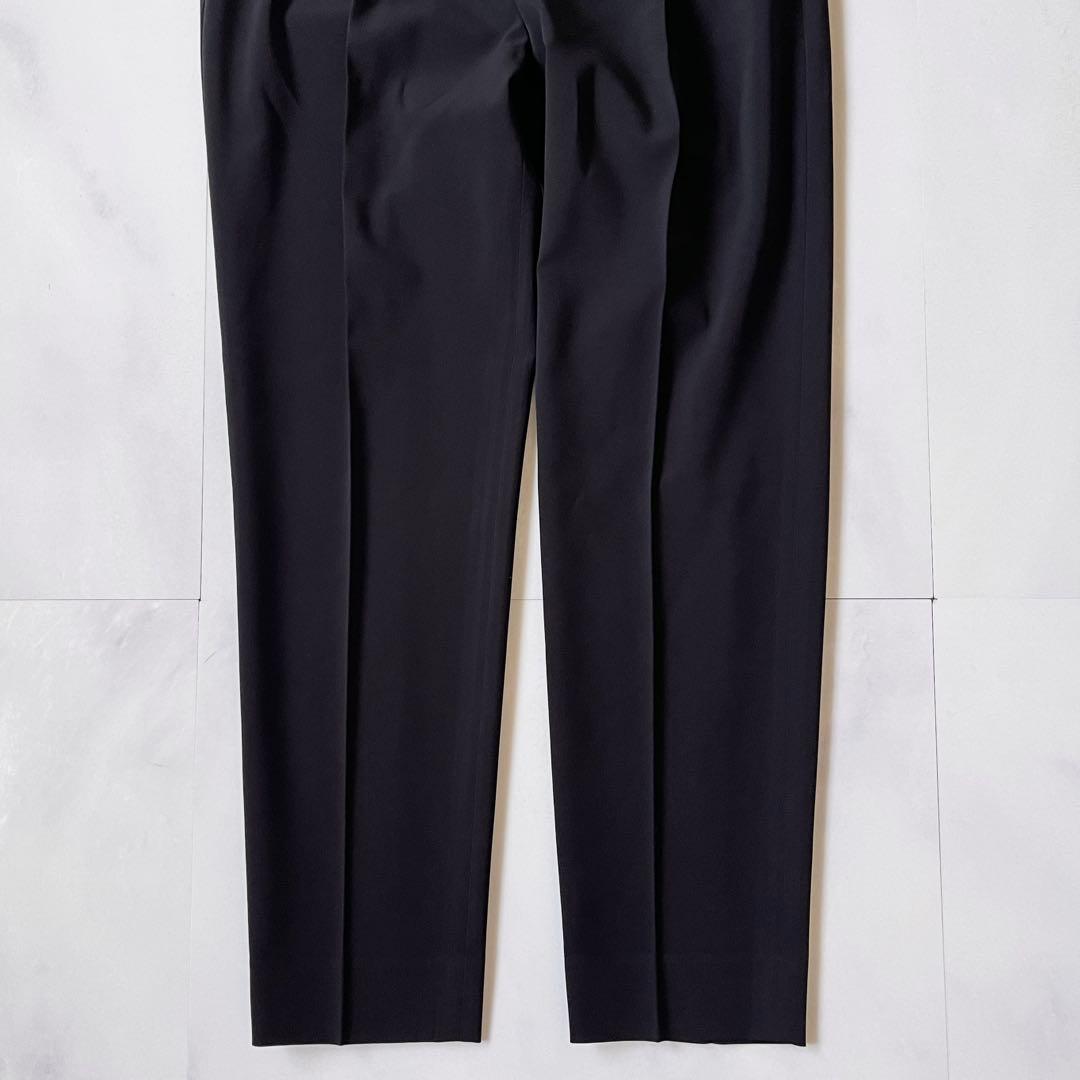 極美品 インディヴィ スーツ ノーカラージャケット パンツ セットアップ 黒 S