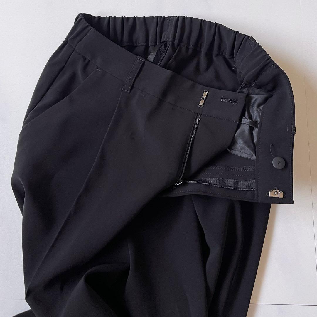 極美品 インディヴィ スーツ ノーカラージャケット パンツ セットアップ 黒 S