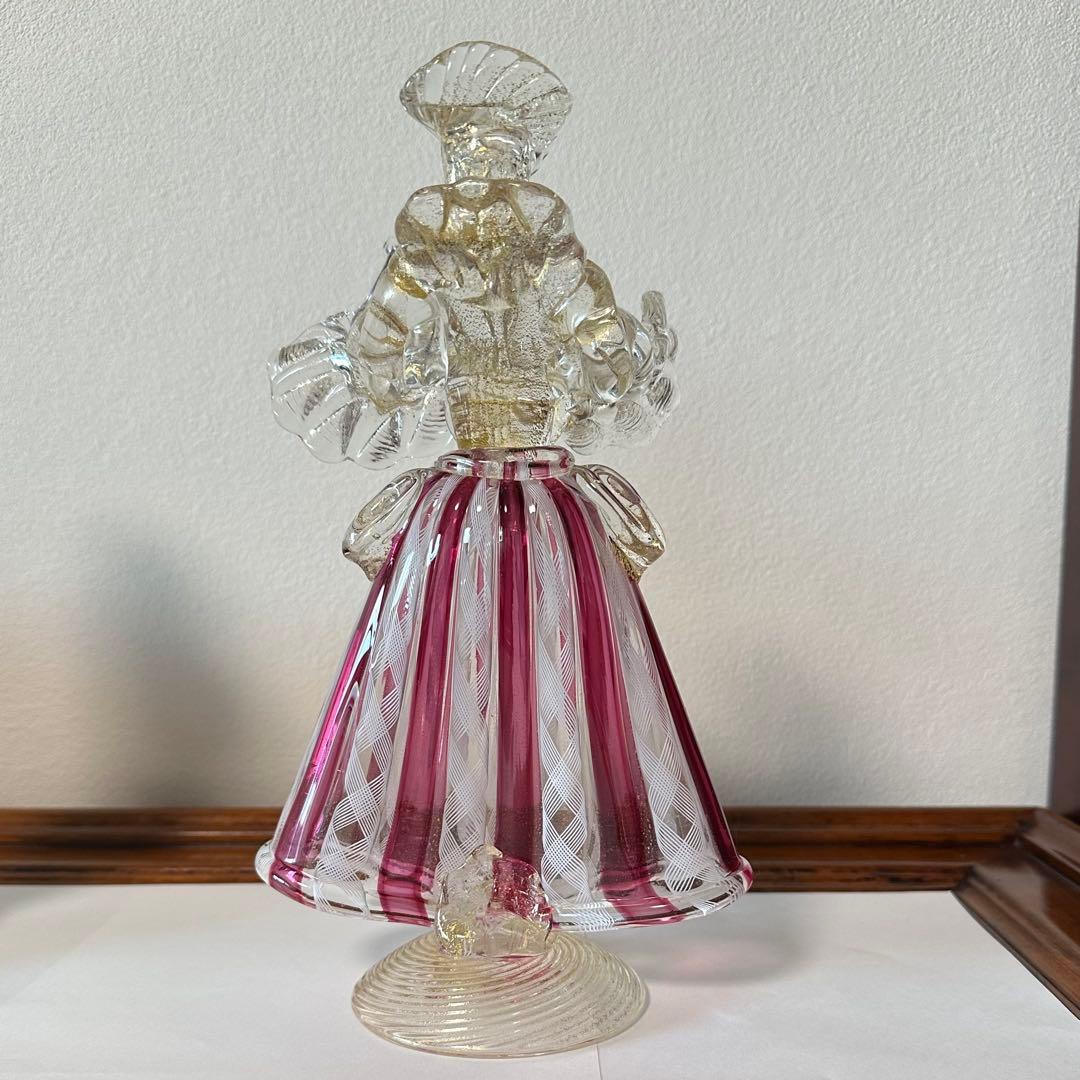 ☆ムラーノ☆ベネチアングラス☆バラリンレース／金彩☆大型 フィギュリン☆2体☆