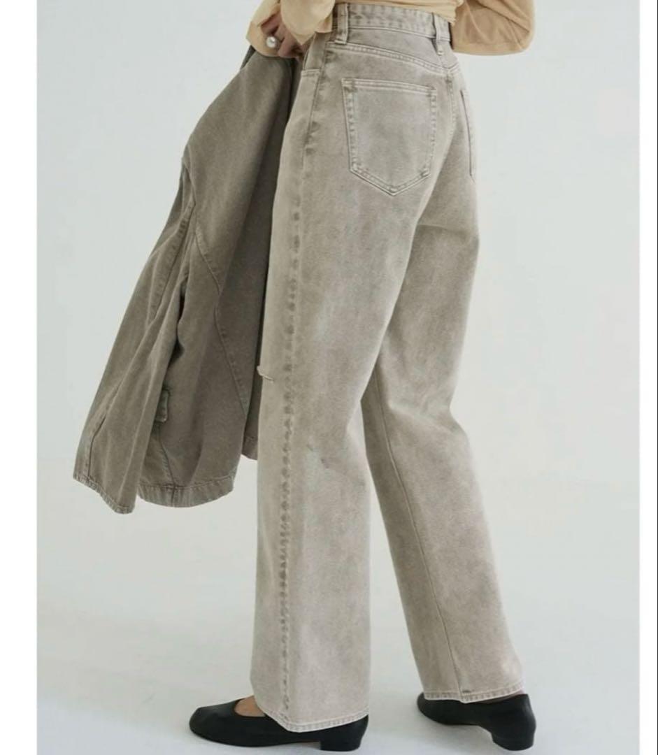 clane SLASH CUT DENIM PANTS ベージュ 1