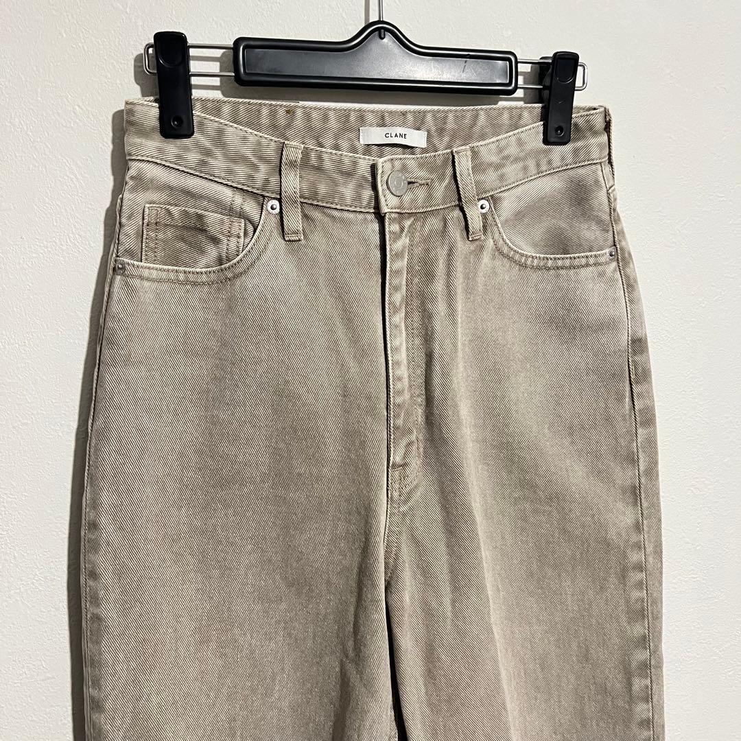 clane SLASH CUT DENIM PANTS ベージュ 1