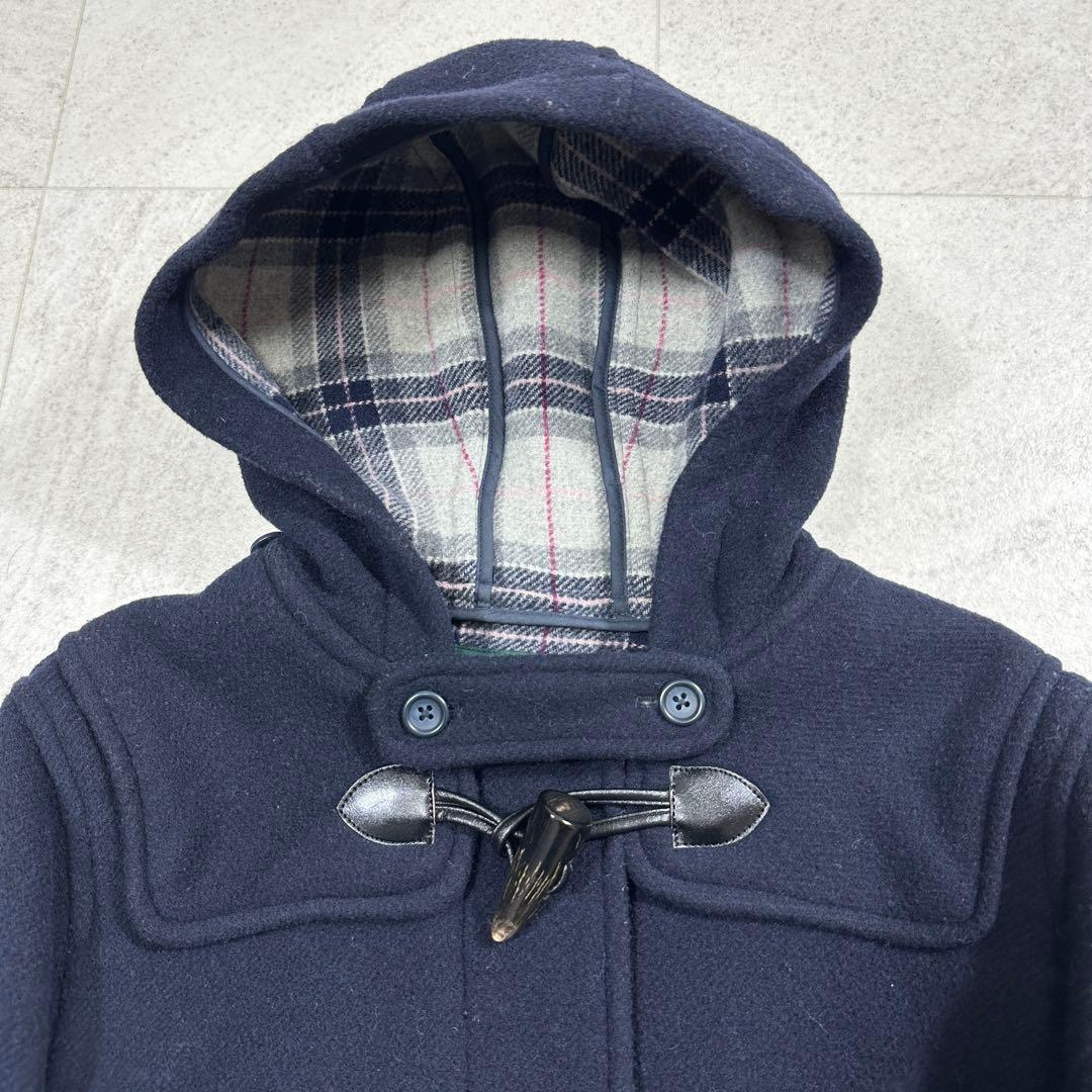 11号【EASTBOY】ダッフルコート 裏地チェック トグル フード 紺