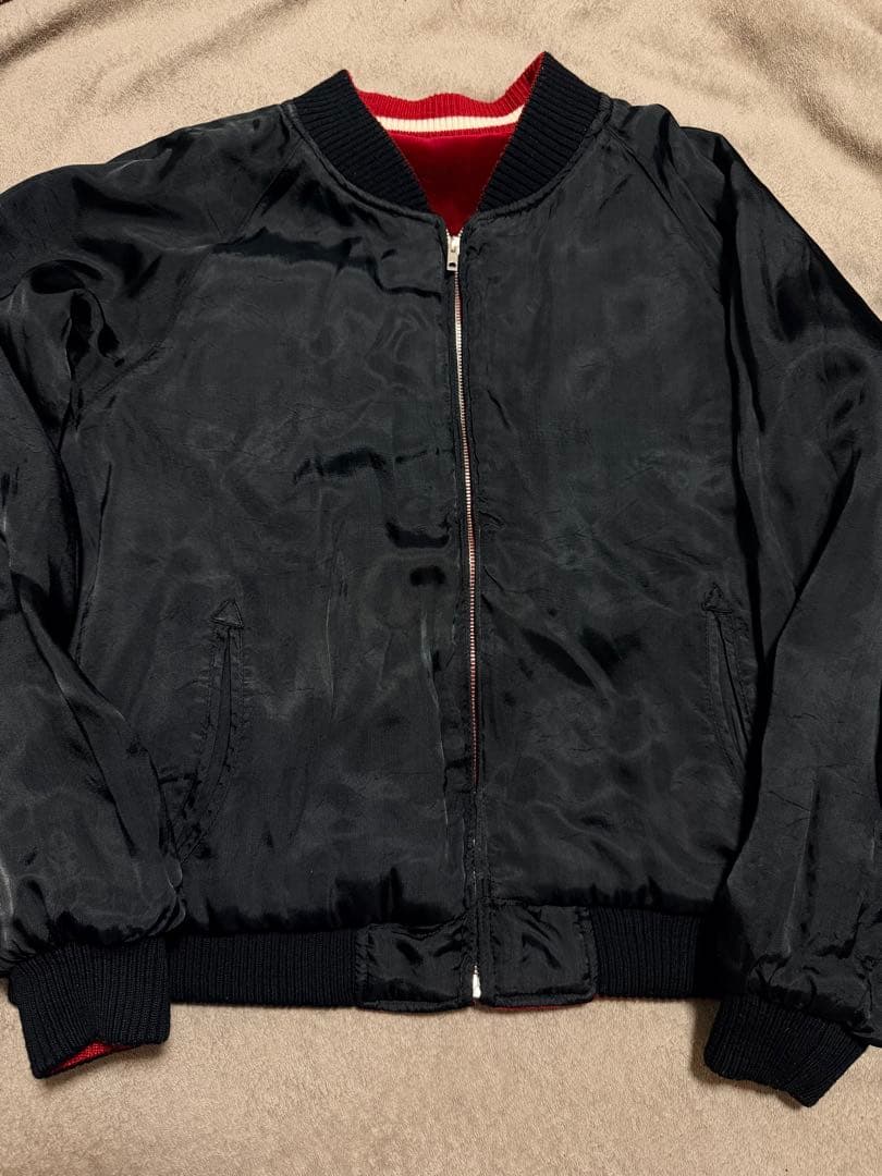 ２面用 JAPAN 90s 別珍 vintage 地図日本 スカジャン レーヨン