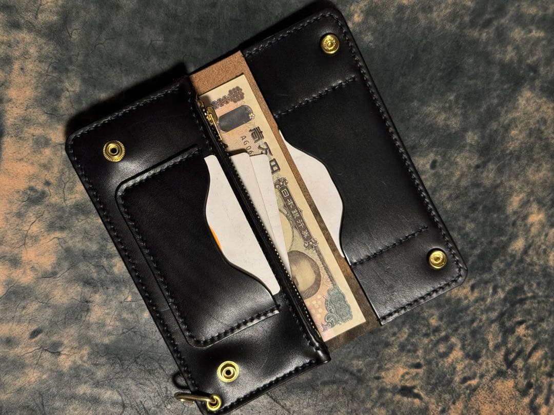 超希少!GUIDI社ホースバット黒トラッカーウォレット　TYPE01