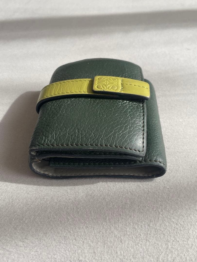 H*A様 LOEWE グリーン レザー 三つ折り財布