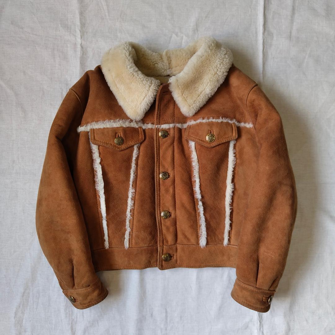 80s90s USA製 スウェード 3rdタイプ トラッカージャケット ムートン