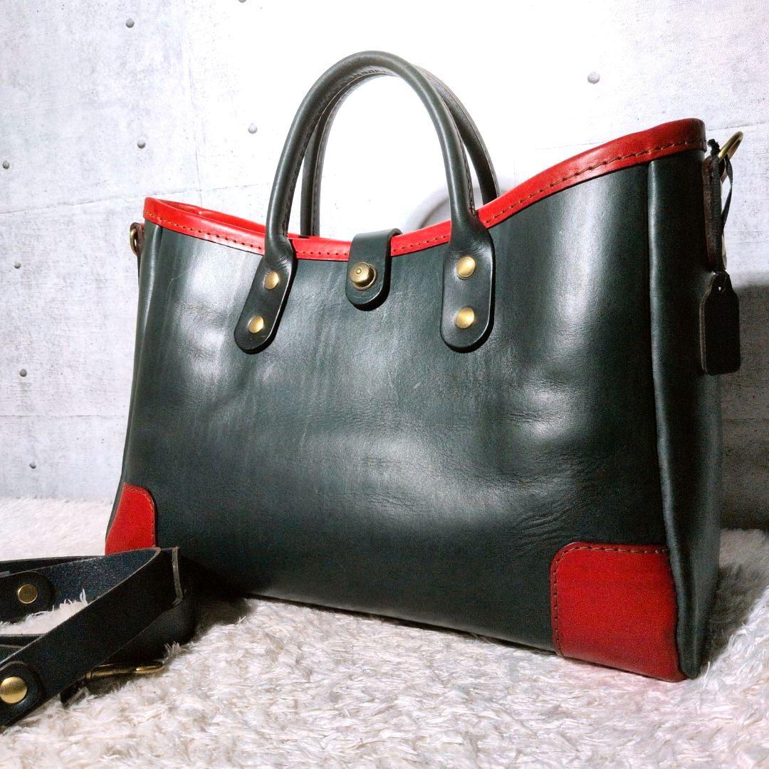 【幻の逸品 美品】ヘルツ　T-146　横型2WAYトートバッグ　ツートン　大容量