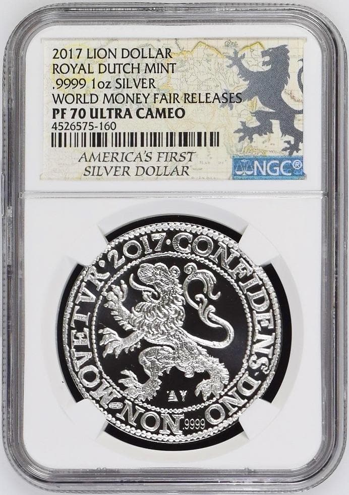 2017年 オランダ ライオンダラー 1オンス銀メダル PF70 特別ラベル