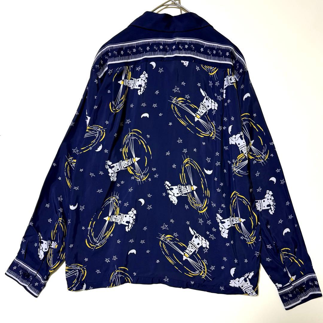 極美品 サンサーフ 灯台モチーフ 開襟シャツ レーヨンシャツ 長袖 M-Lサイズ
