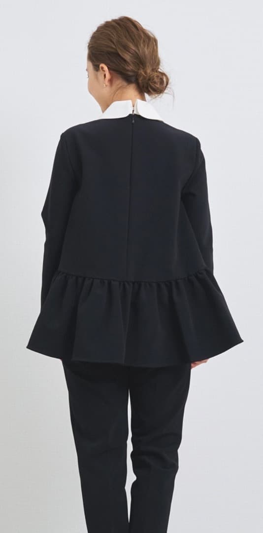 新品【yori ヨリ】ラウンドカラードレスブラウス　　ブラック　34