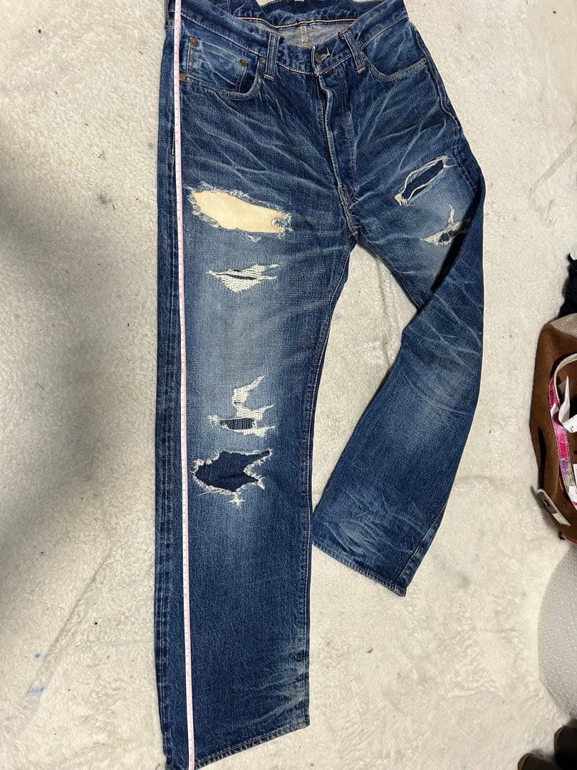 希少❗️SUGAR CANE Lot901 ダメージデニム　赤耳　W34 L30