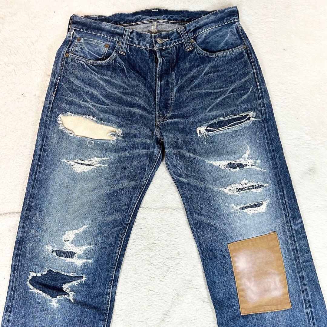 希少❗️SUGAR CANE Lot901 ダメージデニム　赤耳　W34 L30