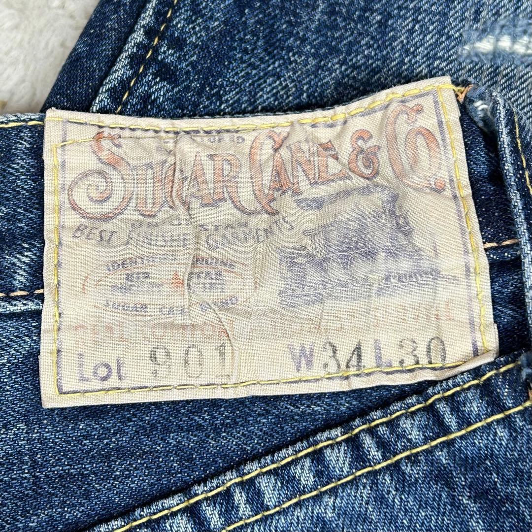 希少❗️SUGAR CANE Lot901 ダメージデニム　赤耳　W34 L30
