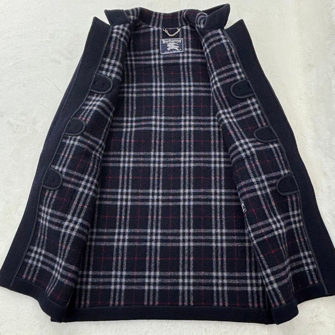 美品　バーバリーズ　ダッフルコート　ウール　ネイビー　ノバチェック　XL〜2XL