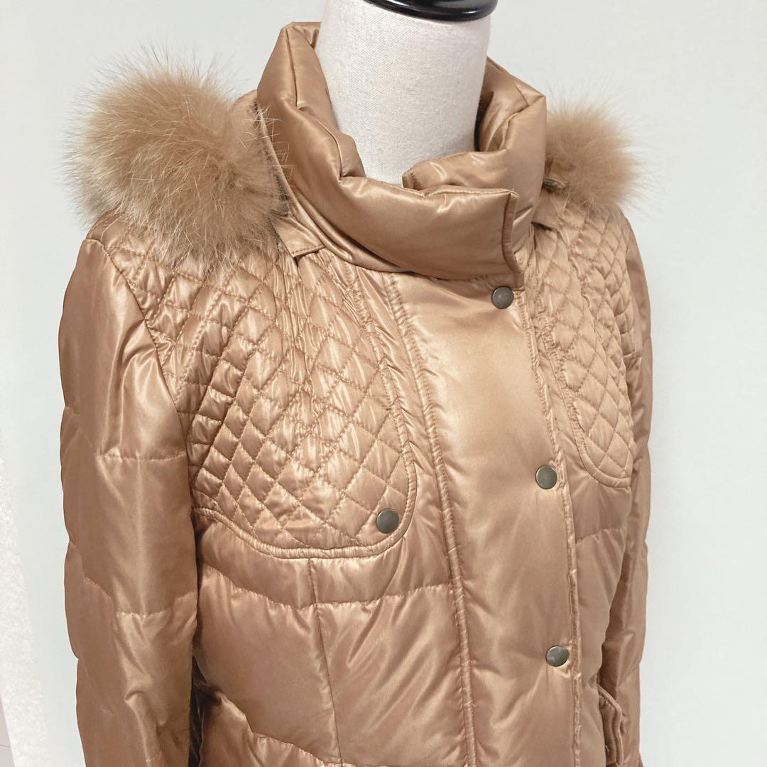 【希少美品】レリアン　ブラウンゴールド　ダウンジャケット　フォックスファー