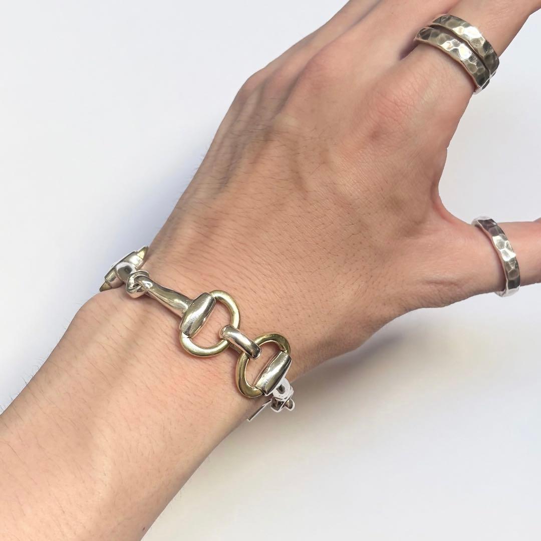 メキシコ製 VINTAGE 925＆Brass ヘビーホースビットブレスレット