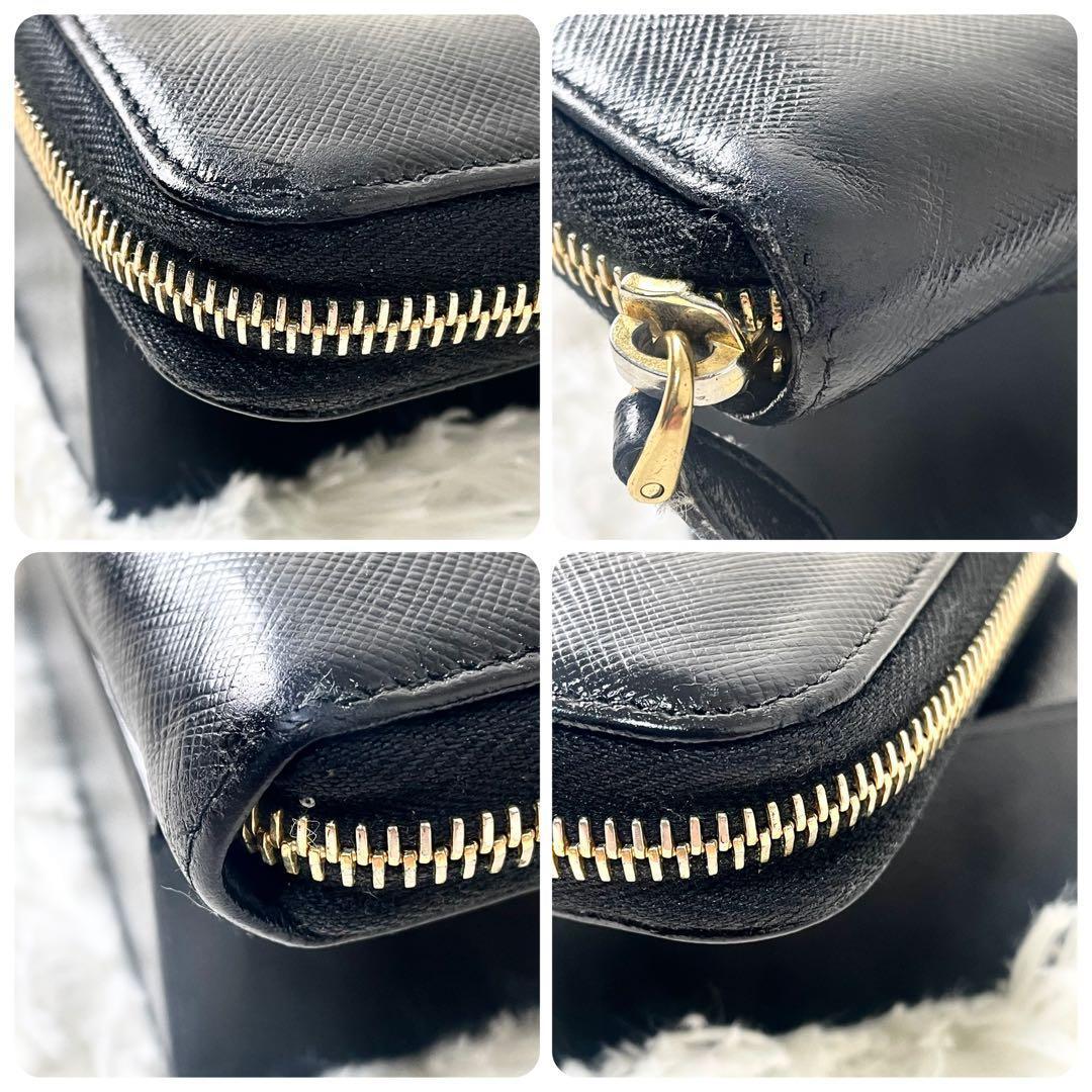 プラダ　PRADA ラウンドファスナー　長財布　レザー　ブラック　黒