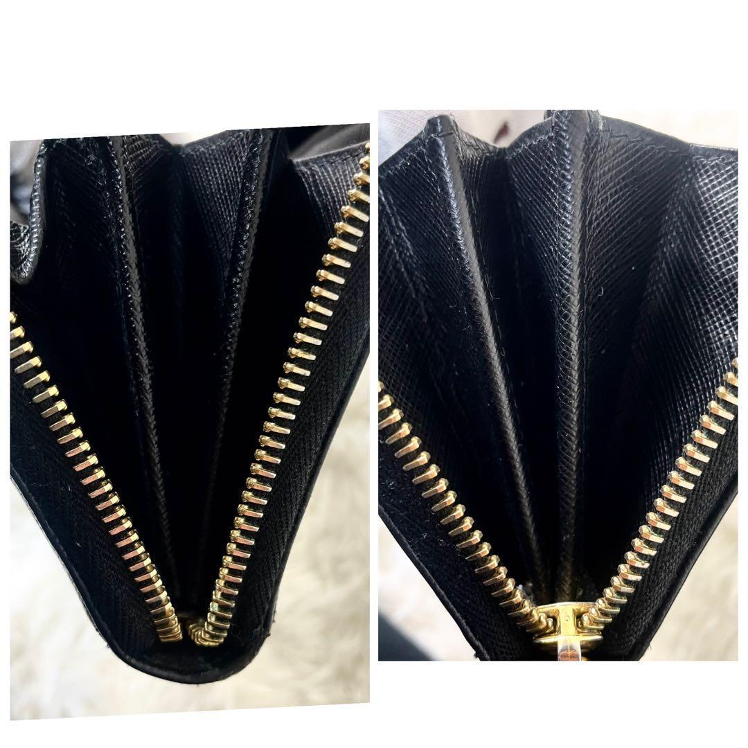 プラダ　PRADA ラウンドファスナー　長財布　レザー　ブラック　黒