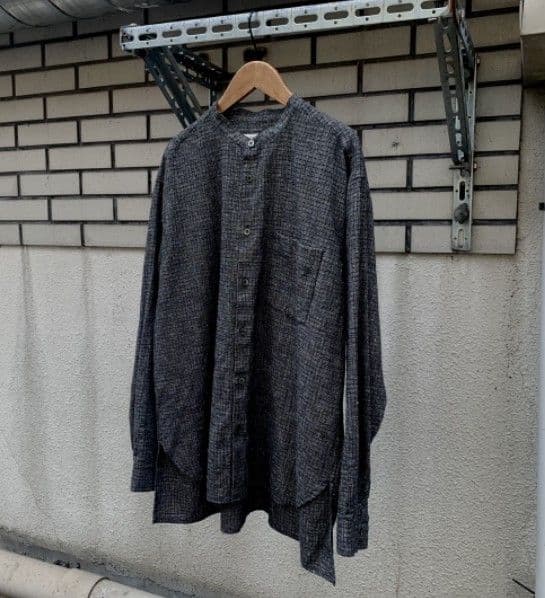 confect ネップピンチェックバンドカラーシャツ 5 美品