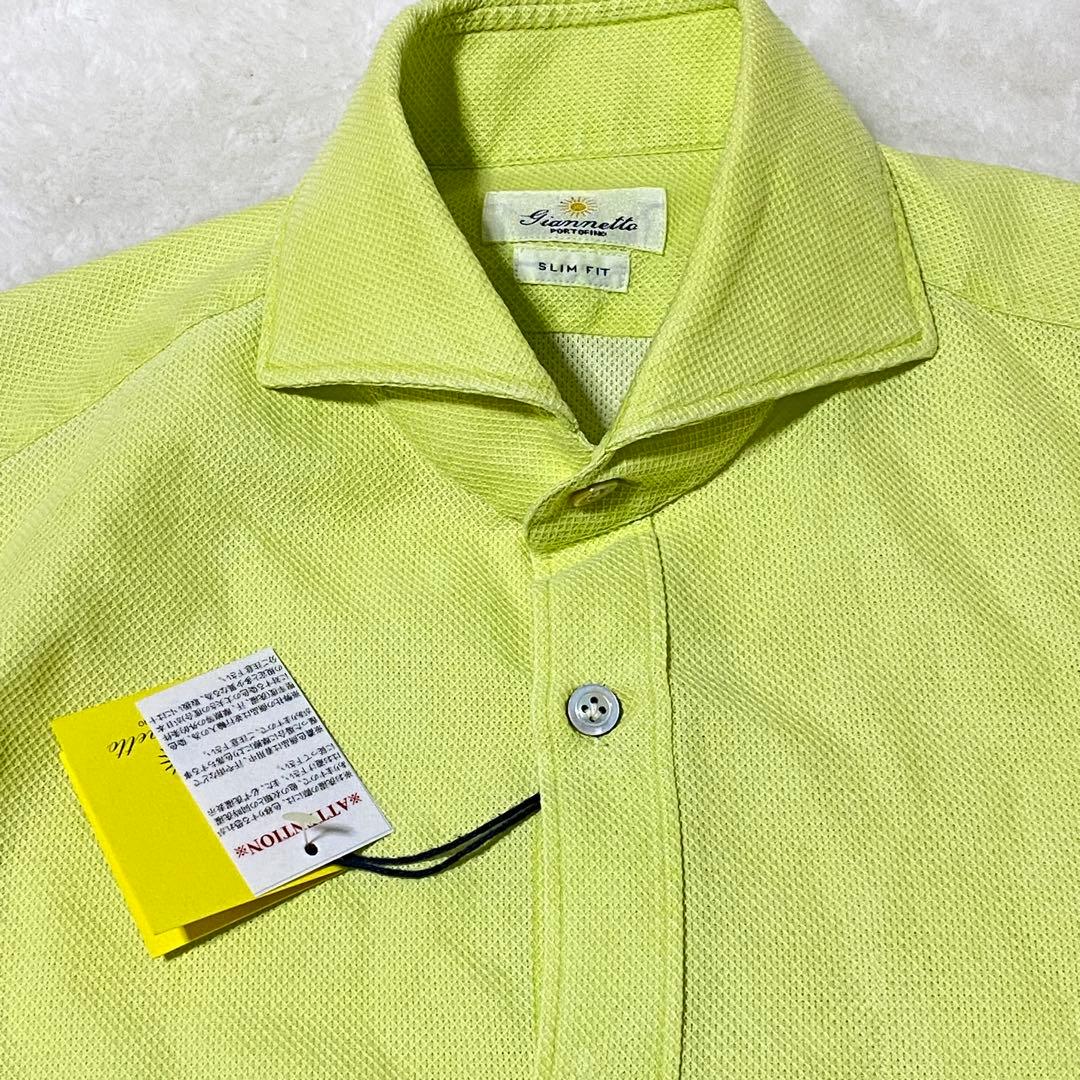 新品 giannetto(ジャンネット) スリムフィット 長袖ホリゾンタルシャツ