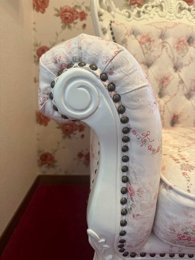 【美品】スクレドゥフィーユ・姫系・ロココ調・アンティーク・猫脚・1人掛けソファ