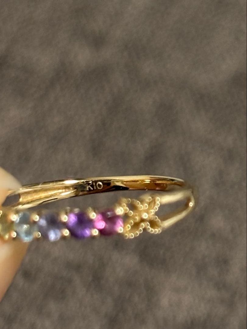 ジュエリーツツミ　K10イエローゴールドマルチストーンリング