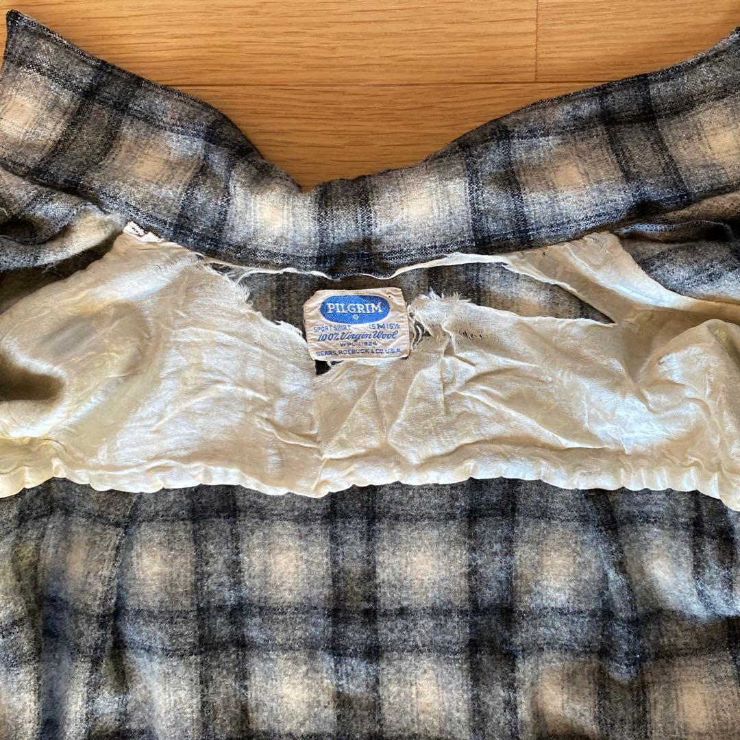 60s PILGRIM ピルグリム オンブレ シャドーチェック オープンカラー