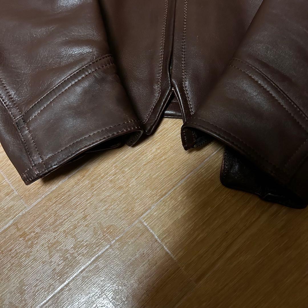 中古品 HAROLD'S GEAR 襟付き シングルライダース M ブラウン