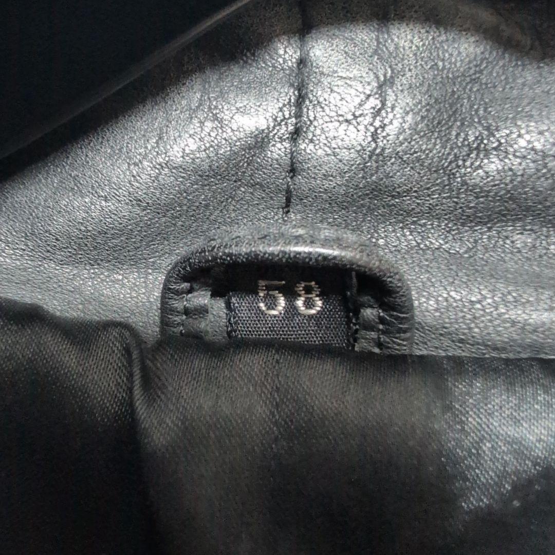 大きいサイズ58　レザージャケット　レザーブルゾン　y2k　本革　ブラック