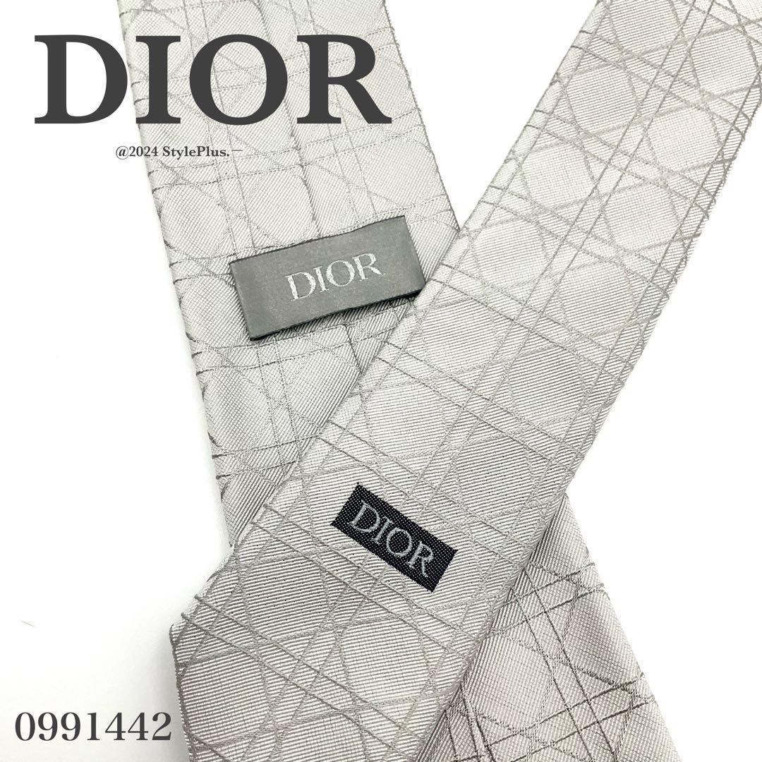 ディオール Dior ネクタイ グレー カナージュ グレー シルク