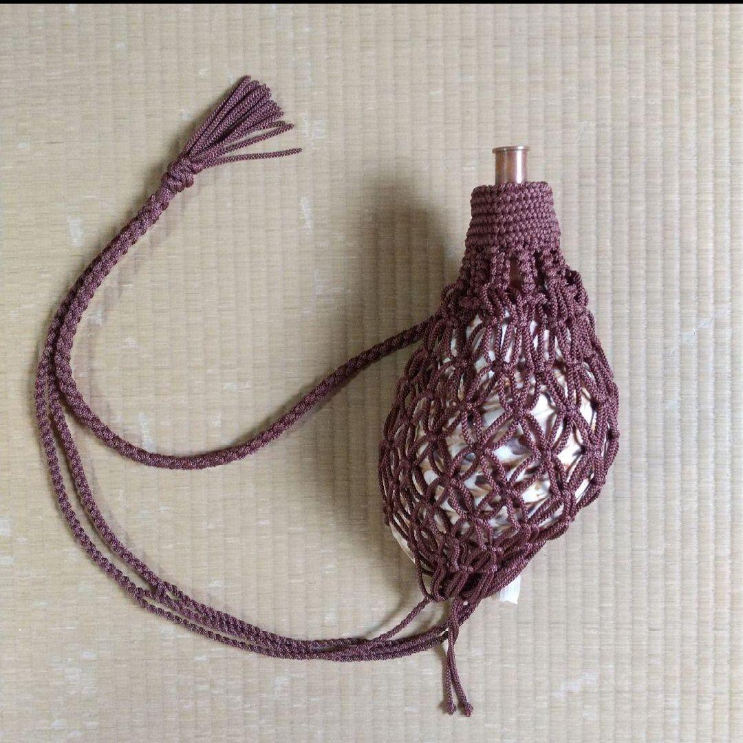 法螺貝　袋　中　ワインレッド色　七宝編み