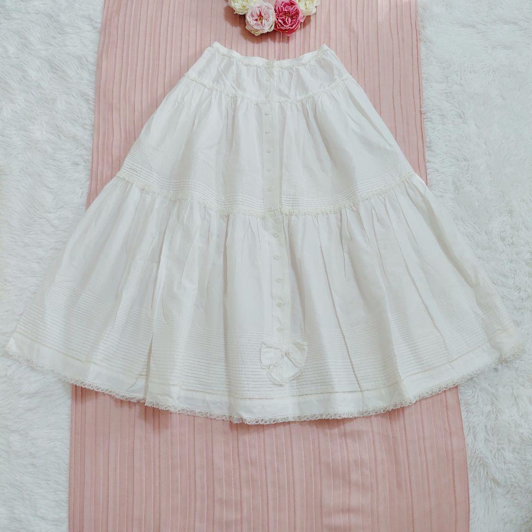 PINK HOUSE　ピンクハウス　スカート ティアード　リボン　レース　ロング