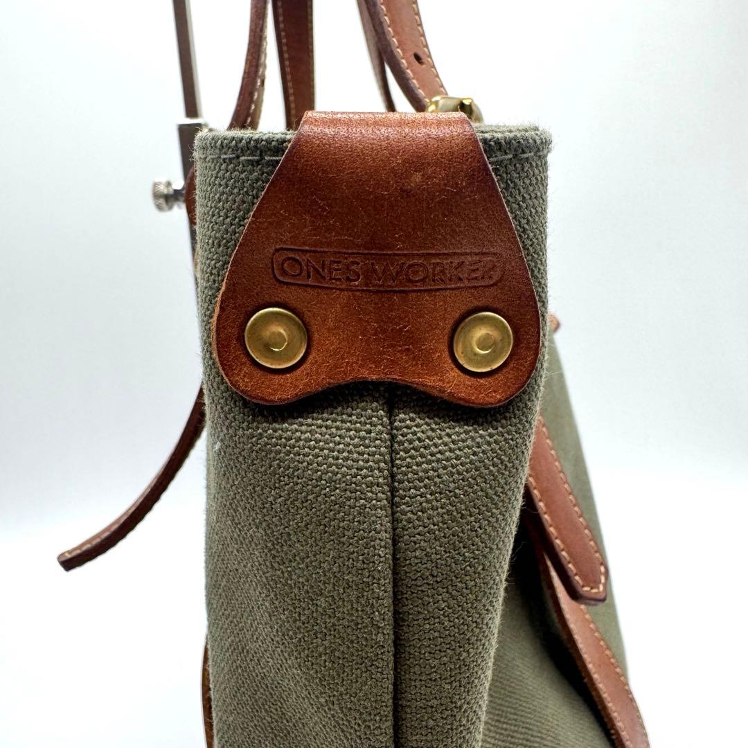 極美品 ONESWORKER ワンズワーカー トートバッグ 本革 キャンバス