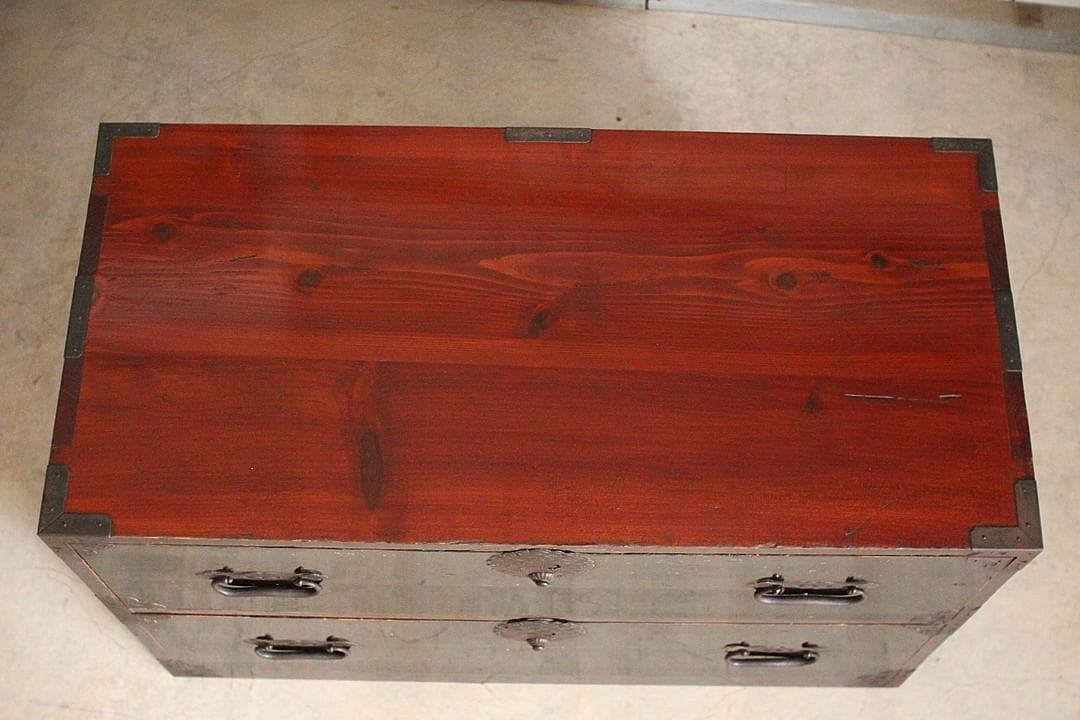 丸金具　庄内箪笥　2段　タンス　収納　古家具　古民家　時代家具