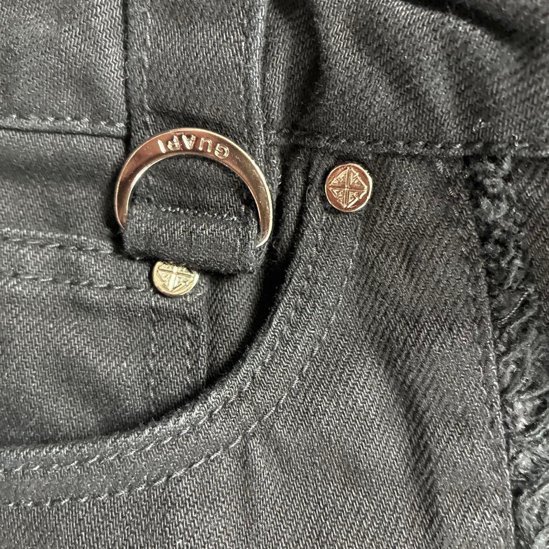 GUAPI リング付き プレミアムカーゴデニム ブラック28インチ