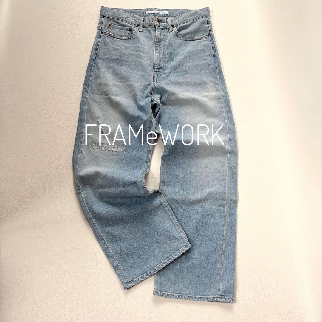 フレームワーク2024 デニムストレートパンツ36ライトブルー レディースワイド