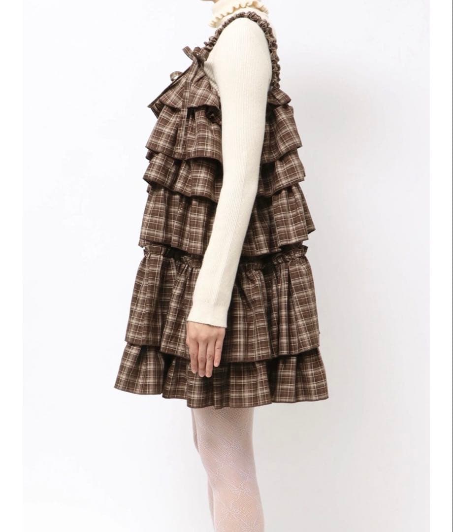 merry jenny チェックホイップクリームミニワンピース