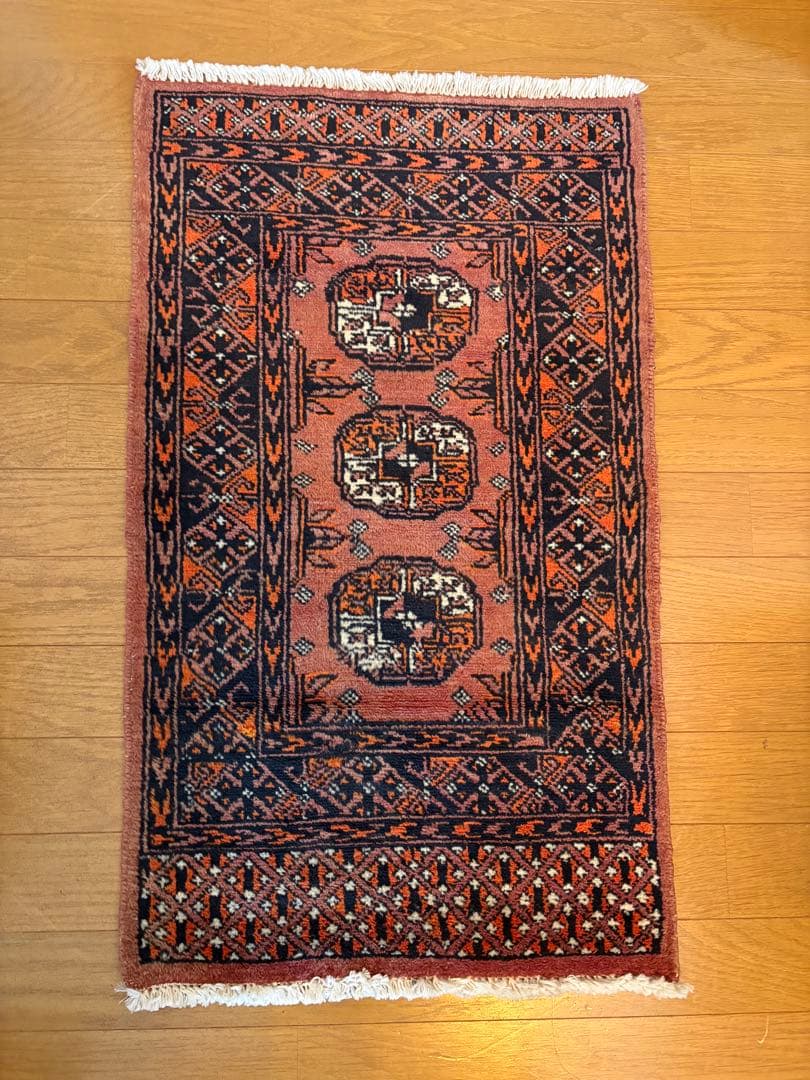 70年代　手織り絨毯　ビンテージラグ　47cmx77cm ミニ玄関マット