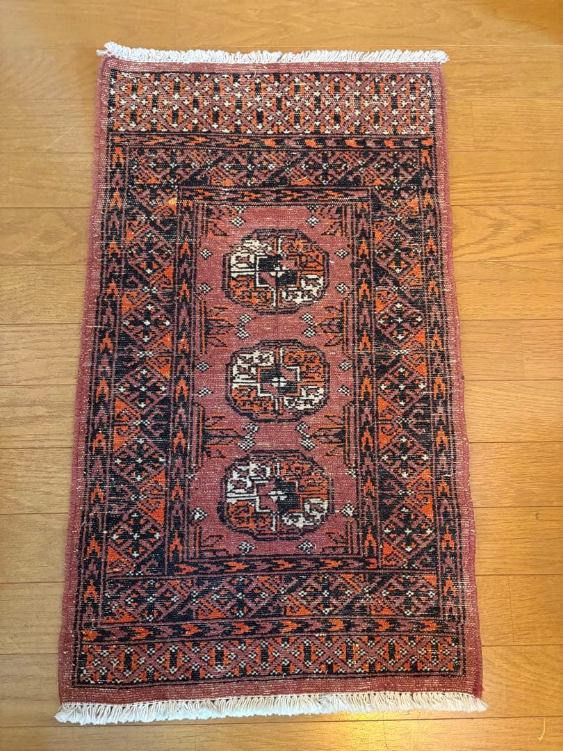 70年代　手織り絨毯　ビンテージラグ　47cmx77cm ミニ玄関マット
