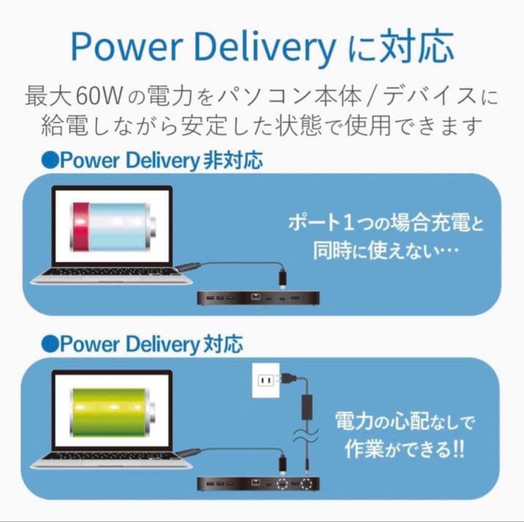 ELECOM Thunderbolt3 ドック PD60W 40Gbps