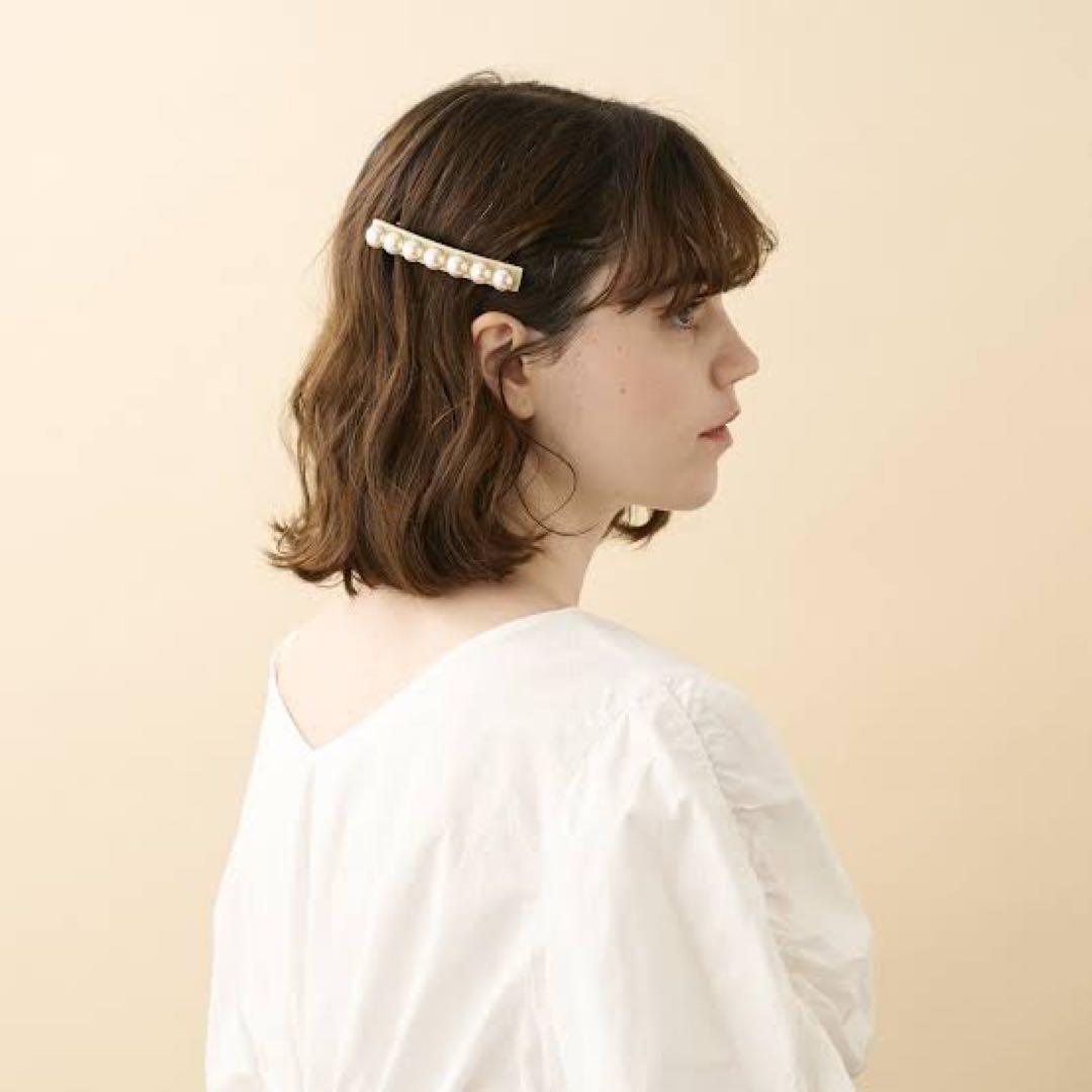 美品◆アレクサンドルドゥパリ パール バレッタ 8cm べージュ◆