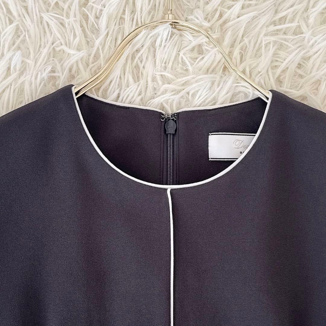 美品 BEIGE, ベイジ✨CINDY クルーネックドレス チャコールグレー 2