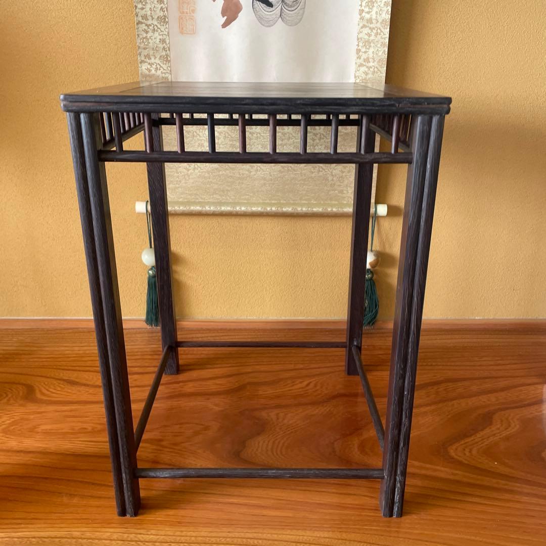 【唐木】懸崖1.2尺 盆栽台 黒檀 ビンテージ品 昭和レトロ 高卓(こうしょく)