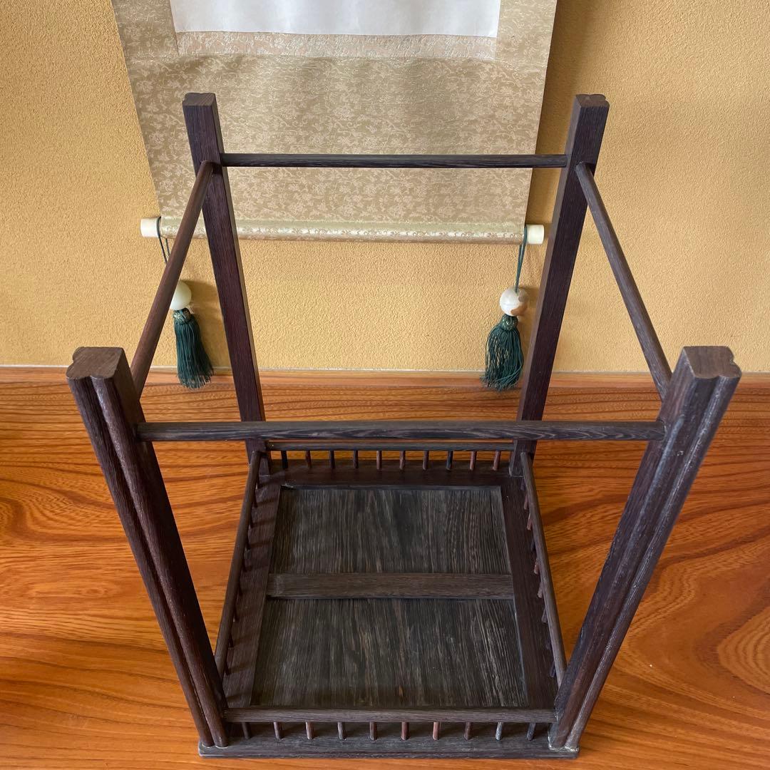 【唐木】懸崖1.2尺 盆栽台 黒檀 ビンテージ品 昭和レトロ 高卓(こうしょく)