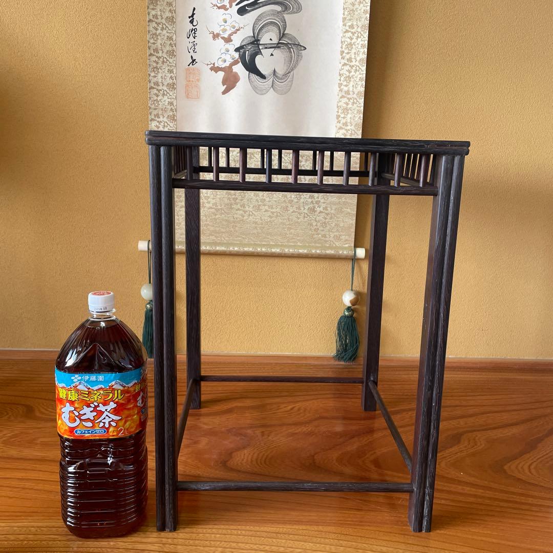 【唐木】懸崖1.2尺 盆栽台 黒檀 ビンテージ品 昭和レトロ 高卓(こうしょく)