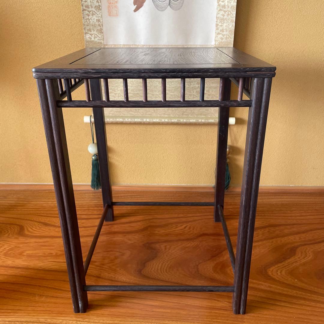 【唐木】懸崖1.2尺 盆栽台 黒檀 ビンテージ品 昭和レトロ 高卓(こうしょく)