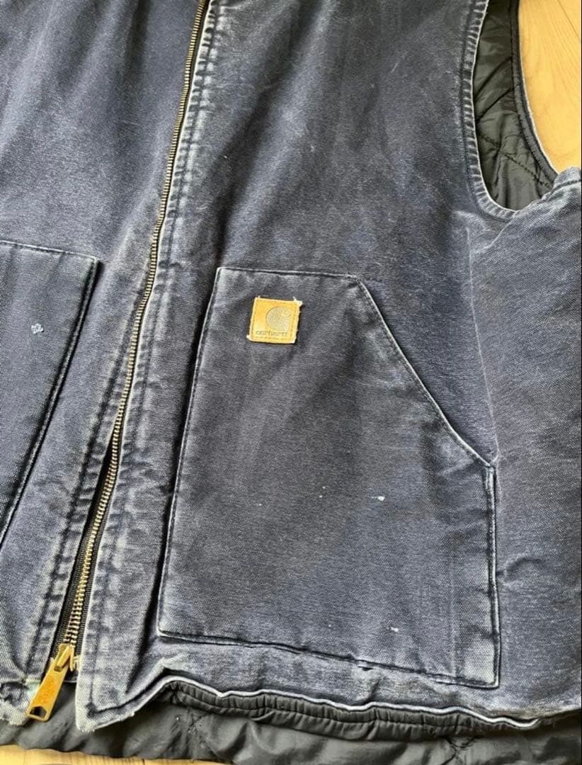 希少 Carhartt ネイビー ダック ベスト カーハート