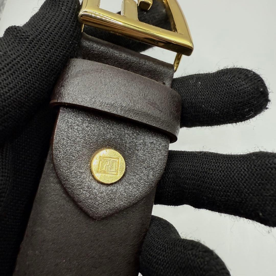 【美品✨】フェンディ ベルト ズッカ柄 ゴールド金具 レザー ブラウン