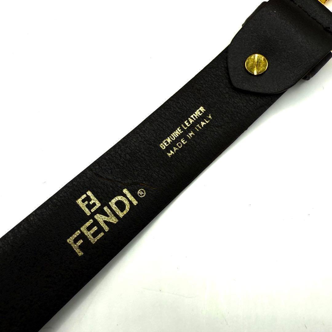 【美品✨】フェンディ ベルト ズッカ柄 ゴールド金具 レザー ブラウン