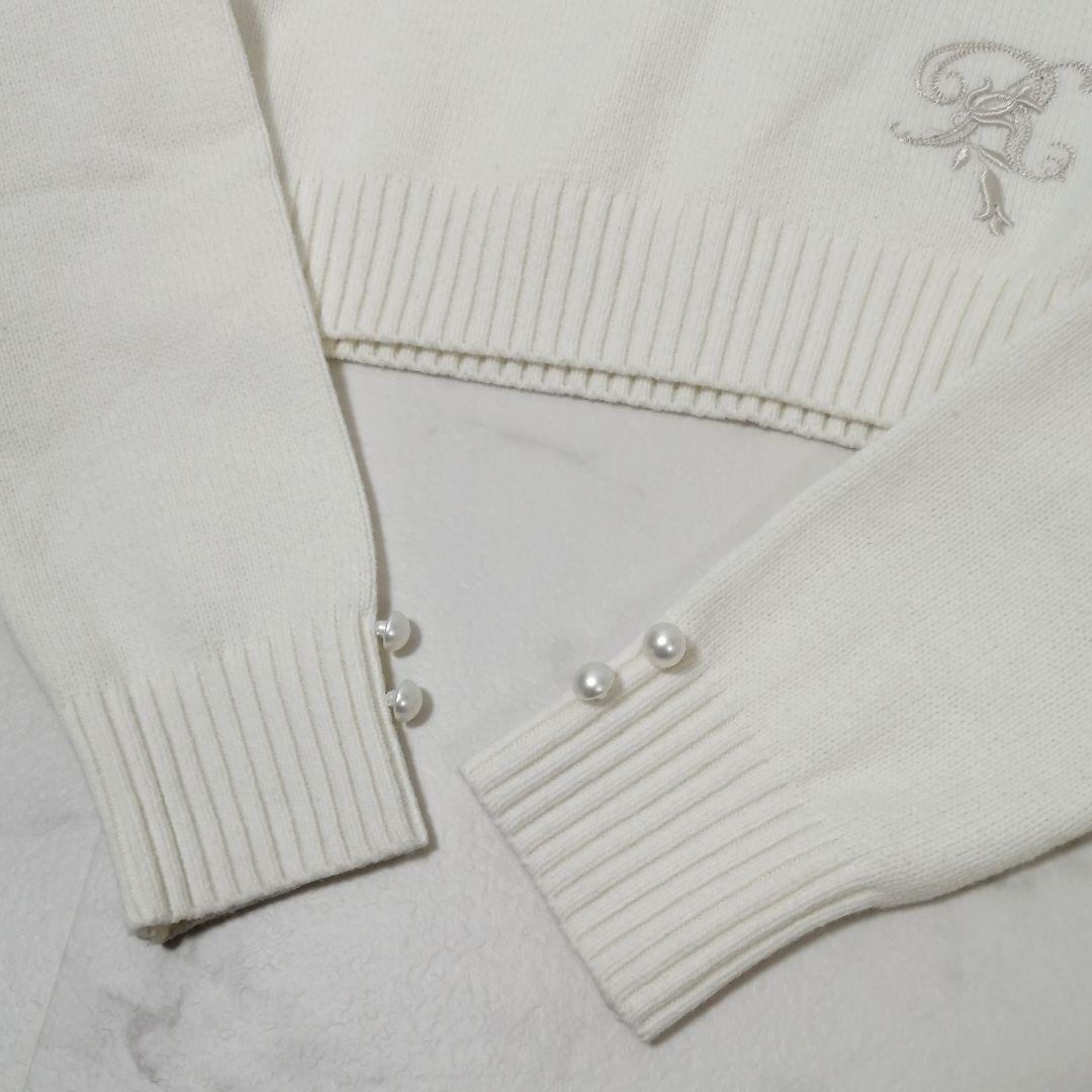 極美品✨ ルネ　R刺繍 コットンアクリルニット プルオーバー　23SS　ホワイト